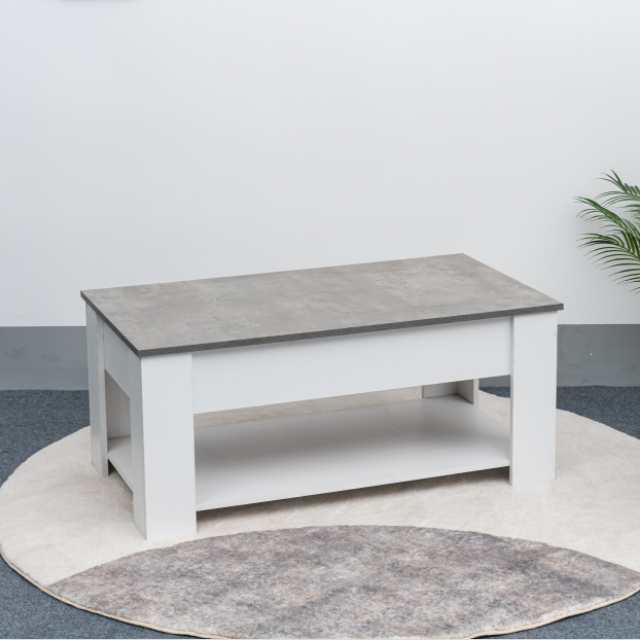 Gran oferta, sala de estar, color blanco, moderna mesa de centro con elevación superior