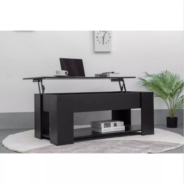 Mesa de centro moderna con tablero de partículas de color negro para sala de estar