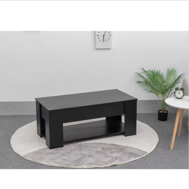 Mesa de centro moderna con tablero de partículas de color negro para sala de estar